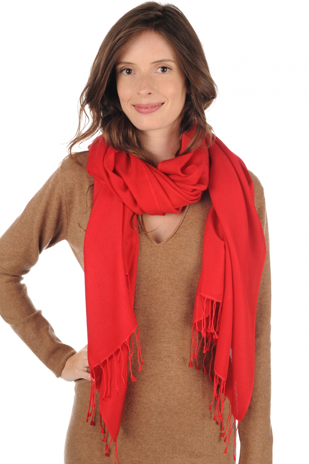 Cashmere & Silk ladies shawls platine crimson 201 cm x 71 cm